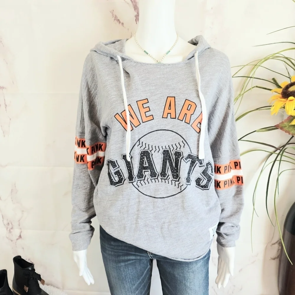 PINK Victoria's Secret Gray and Orange Giants Hoodie